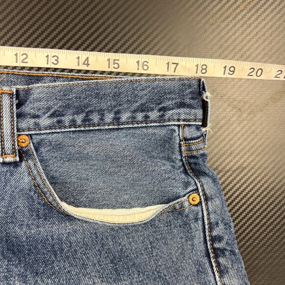 Levis 505 Mens Straight Leg Blue Denim Jeans Size 36x32 Workwear Casual - Picture 6 of 13